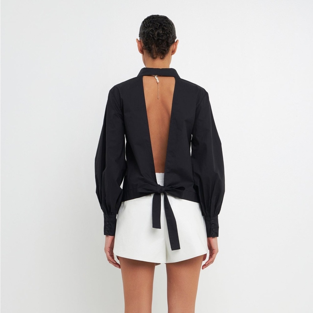 NWT Grey Lab Backless long sleeve shirt in white